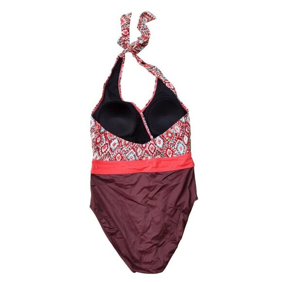 Keeprone Halter One-Piece Swimsuit Colorful Pink Slimming Women's 12 - Picture 2 of 6